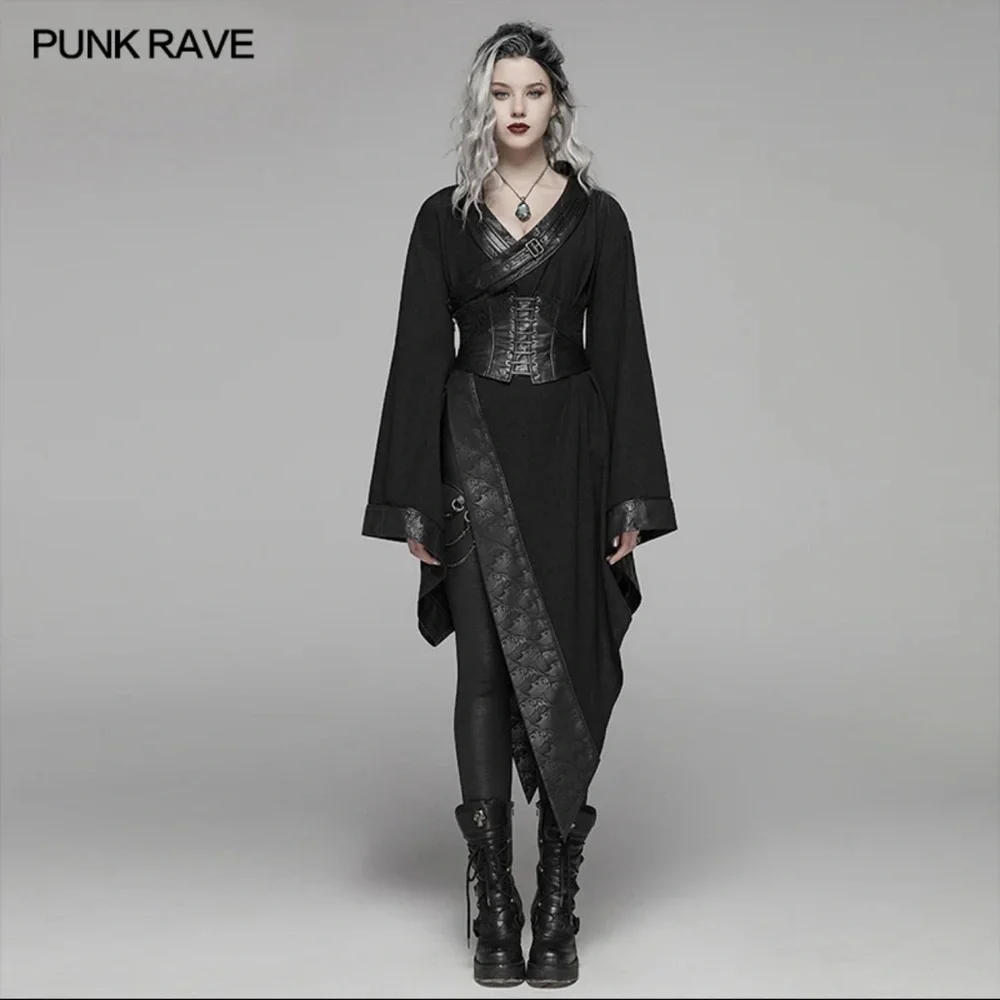 NWT Punk Rave Dark Goth Long Sleeve Asymmetric Kimono Visual Kei - Picture 1 of 13